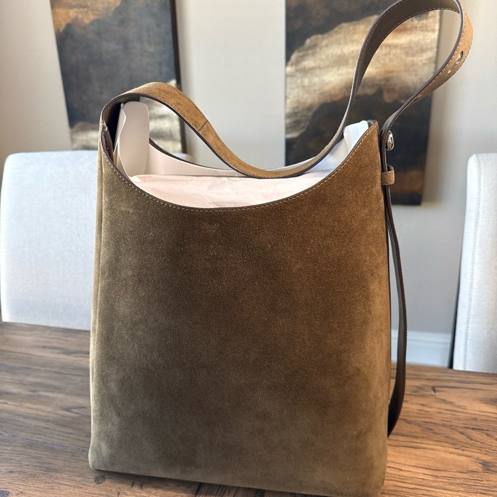 Tory Burch Romy Suede Shoulder Bag Dark Olive